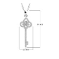 Cristal S925 Sterling Silver Crown Key Shaped Colar de Jóias